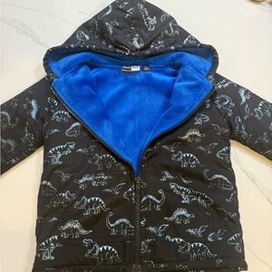 NWT Mick Mack green blue dinosaur fleece hooded jacket coat